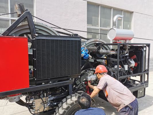 97kw 2x40kN Tensioner Kabel Overhead Hidraulik Dengan Sistem Rem Udara